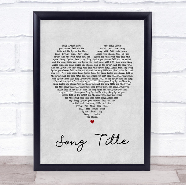 Matt Hammitt Grey Heart Any Song Lyrics Custom Wall Art Music Lyrics Poster Print, Framed Print Or Canvas