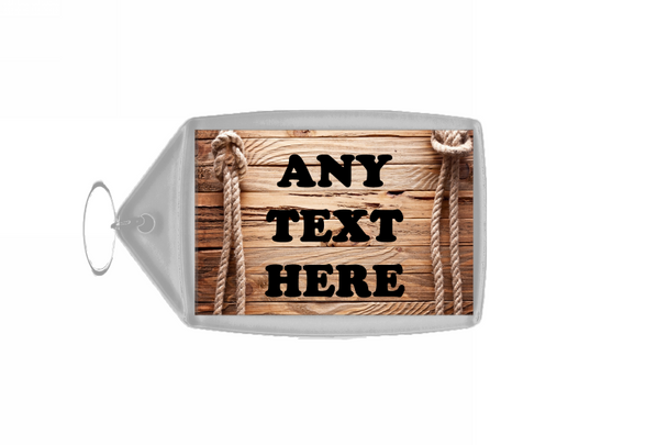 Rope & Wooden Effect Effect Personalised Keyring