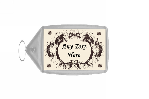 Cream And Brown Scroll Personalised Keyring