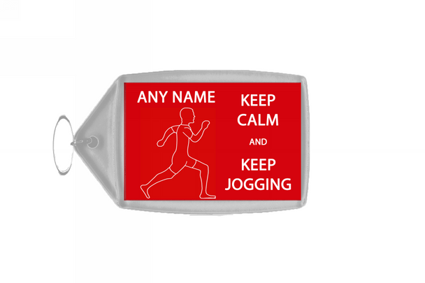 Keep Calm And Keep Jogging Personalised Large Keyring