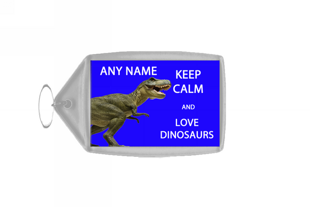 Keep Calm And Love Dinosaurs Personalised Large Keyring