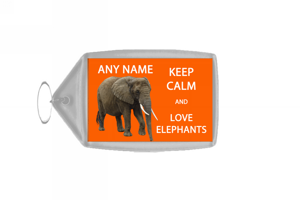 Keep Calm And Love Elephants Personalised Large Keyring