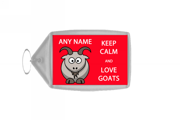 Keep Calm And Love Goats Personalised Large Keyring