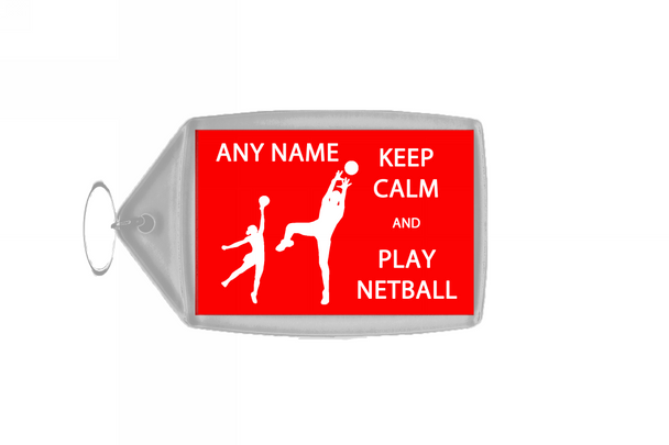 Keep Calm And Play Netball Personalised Large Keyring