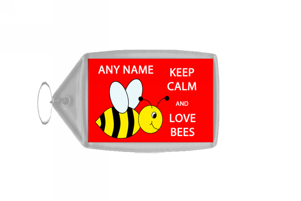 Keep Calm And Love Bees Personalised Large Keyring