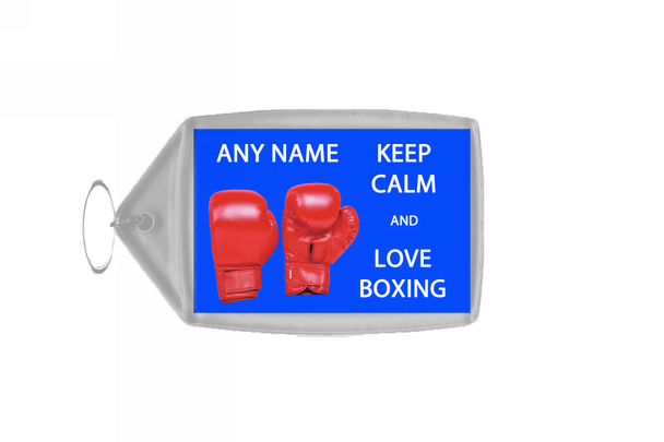 Keep Calm And Love Boxing Personalised Large Keyring