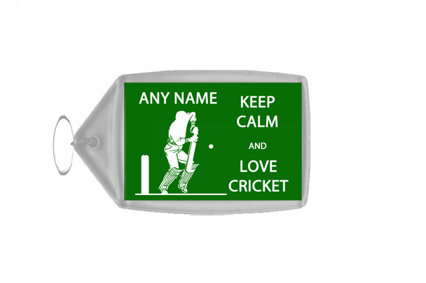 Keep Calm And Love Cricket Personalised Large Keyring
