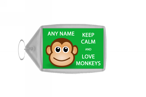 Keep Calm And Love Monkeys Personalised Large Keyring