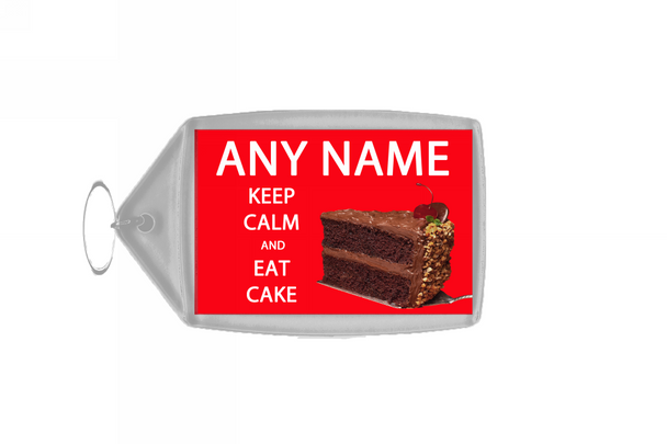 Keep Calm And Eat Cake Personalised Large Keyring