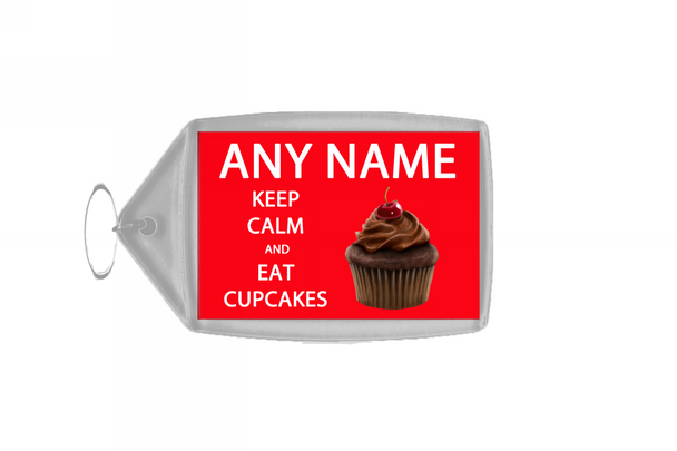 Keep Calm And Eat Cupcakes Personalised Large Keyring