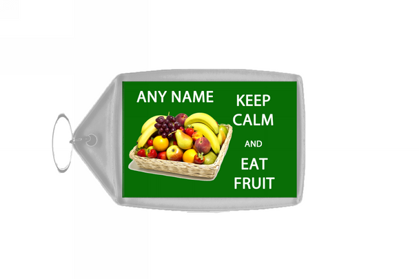 Keep Calm And Eat Fruit Personalised Large Keyring