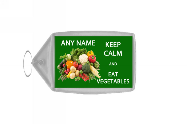 Keep Calm And Eat Vegetables Personalised Large Keyring