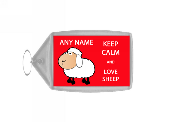 Keep Calm And Love Sheep Personalised Large Keyring