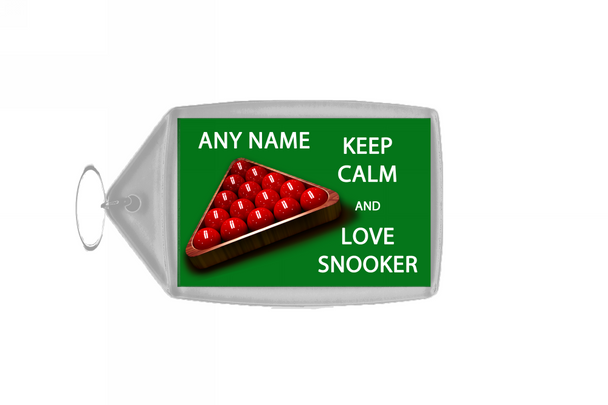 Keep Calm And Love Snooker Personalised Large Keyring