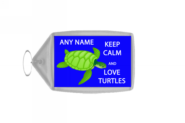 Keep Calm And Love Turtles Personalised Large Keyring