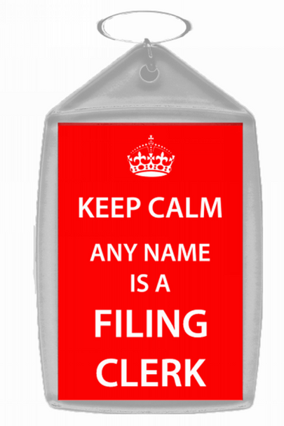 Filing Clerk Personalised Keep Calm Keyring