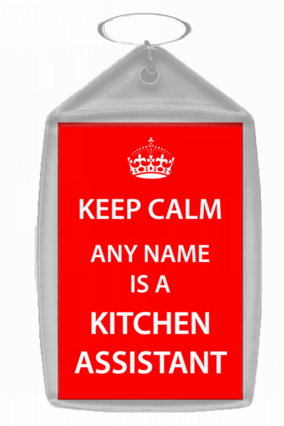 Kitchen Assistant Personalised Keep Calm Keyring