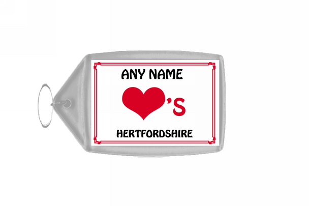 Love Heart Hertfordshire Personalised Keyring