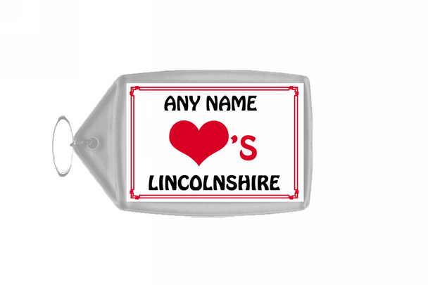Love Heart Lincolnshire Personalised Keyring
