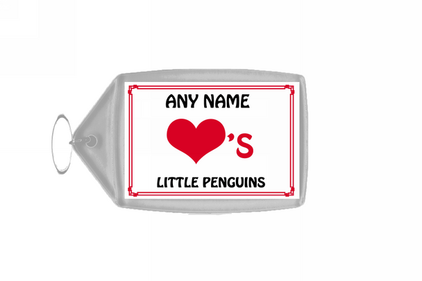 Love Heart Little Penguins Personalised Keyring