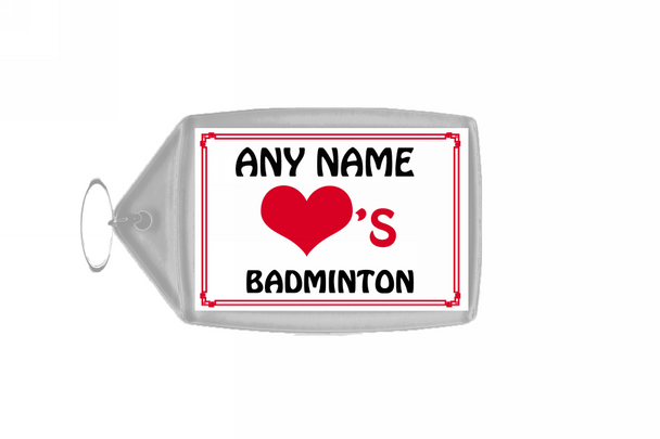 Love Heart Badminton Personalised Keyring