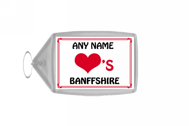 Love Heart Banffshire Personalised Keyring