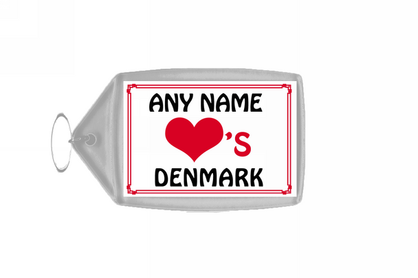 Love Heart Denmark Personalised Keyring