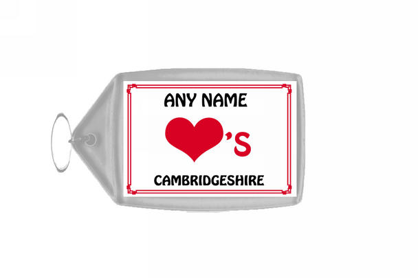 Love Heart Cambridgeshire Personalised Keyring