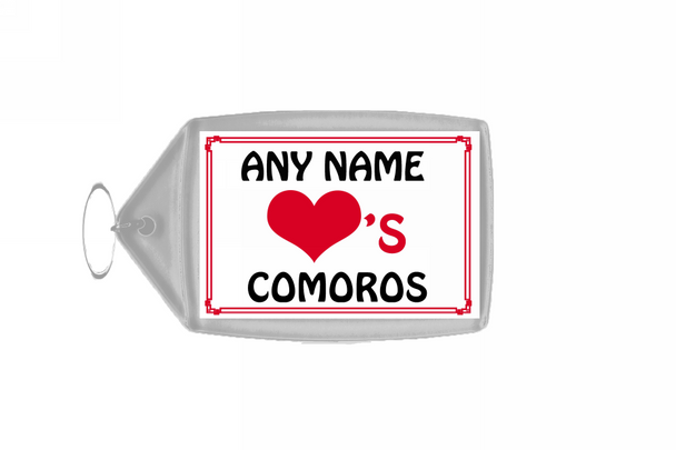 Love Heart Comoros Personalised Keyring