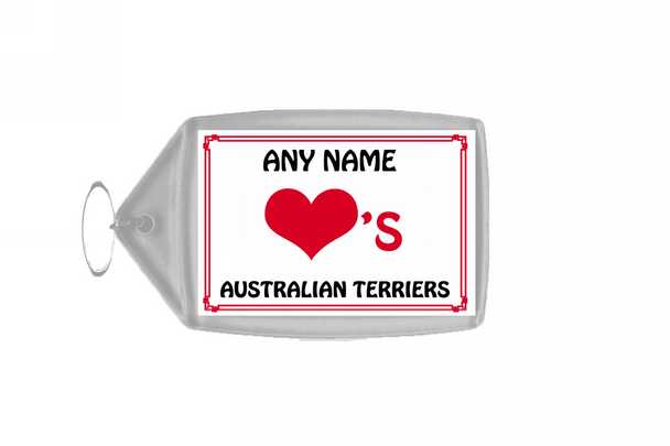 Love Heart Australian Terriers Personalised Keyring