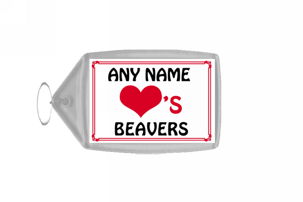 Love Heart Beavers Personalised Keyring