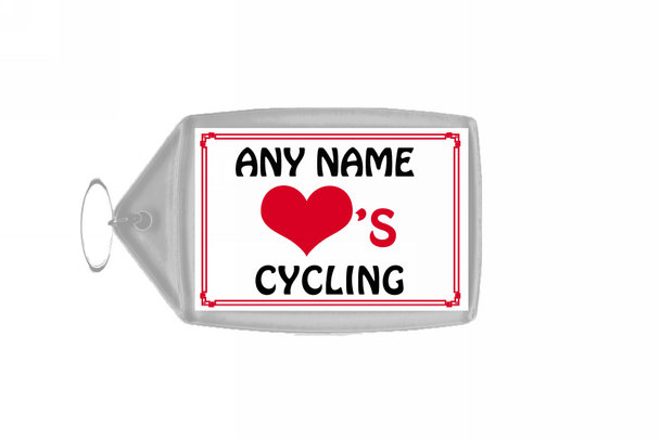 Love Heart Cycling Personalised Keyring