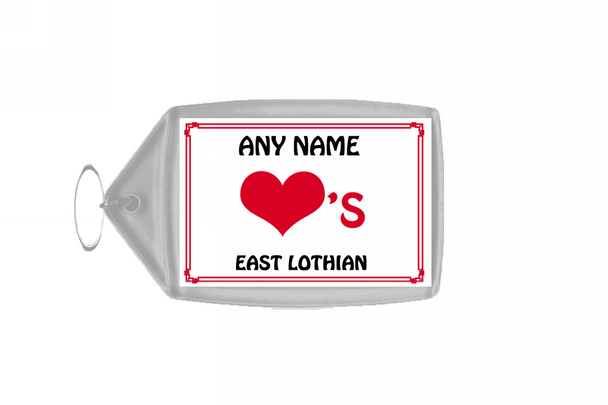 Love Heart East Lothian  Personalised Keyring