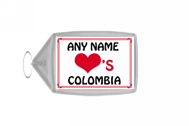 Love Heart Colombia Personalised Keyring