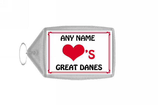 Love Heart Great Danes Personalised Keyring