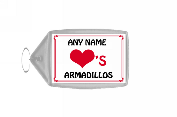 Love Heart Armadillos Personalised Keyring