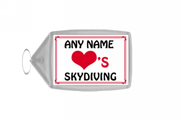 Love Heart Skydiving Personalised Keyring