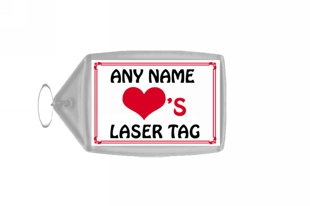 Love Heart Laser Tag Personalised Keyring