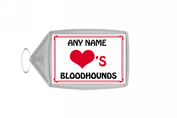 Love Heart Bloodhounds Personalised Keyring
