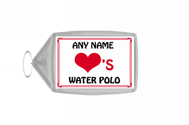 Love Heart Water Polo Personalised Keyring