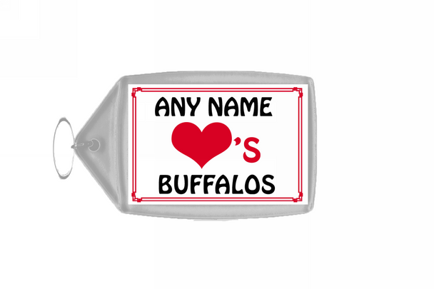 Love Heart Buffalos Personalised Keyring