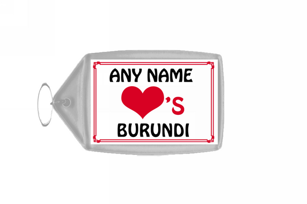 Love Heart Burundi Personalised Keyring