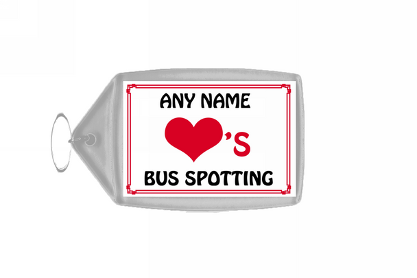 Love Heart Bus Spotting Personalised Keyring