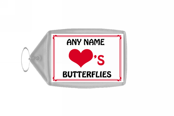 Love Heart Butterflies Personalised Keyring