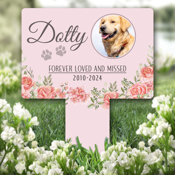 Pink Flowers s Pet Remembrance Garden Plaque Grave Marker Memorial Stake