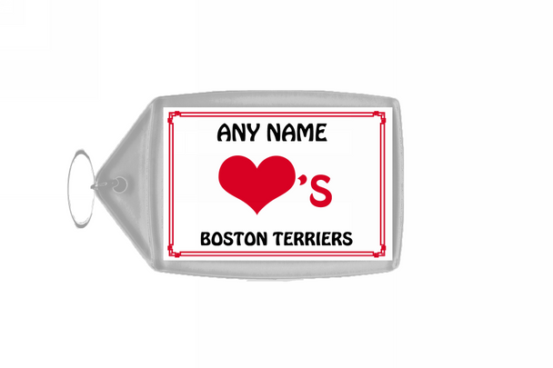 Love Heart Boston Terriers Personalised Keyring