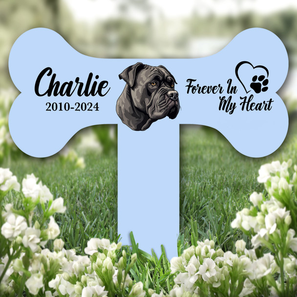 Bone Blue Cane Corso Dog Heart Pet Remembrance Grave Plaque Memorial Stake