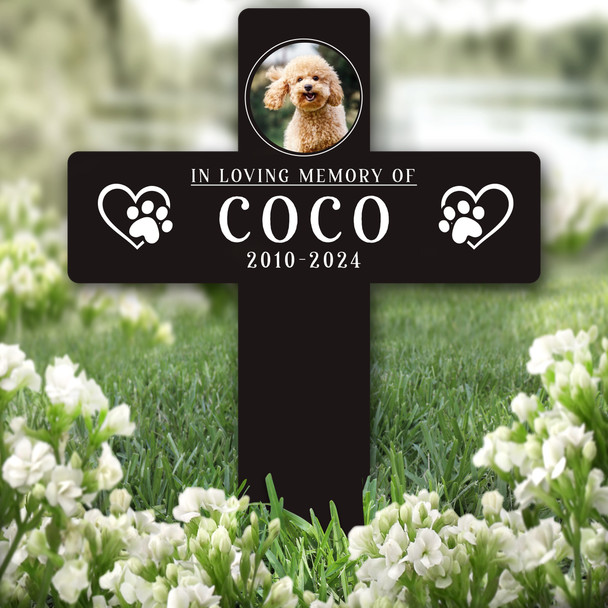 Cross Black Heart Paw Print Pet Remembrance Garden Plaque Grave Memorial Stake