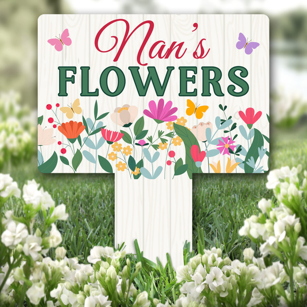 Spring Flowers Nan's Garden Personalised Gift Garden Plaque Sign Ground Stake