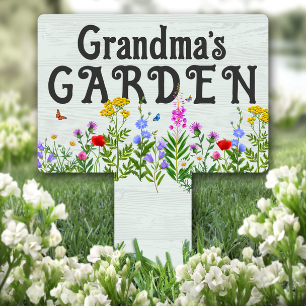Flowers Grandma Garden Personalised Gift Garden Plaque Sign Ground Stake